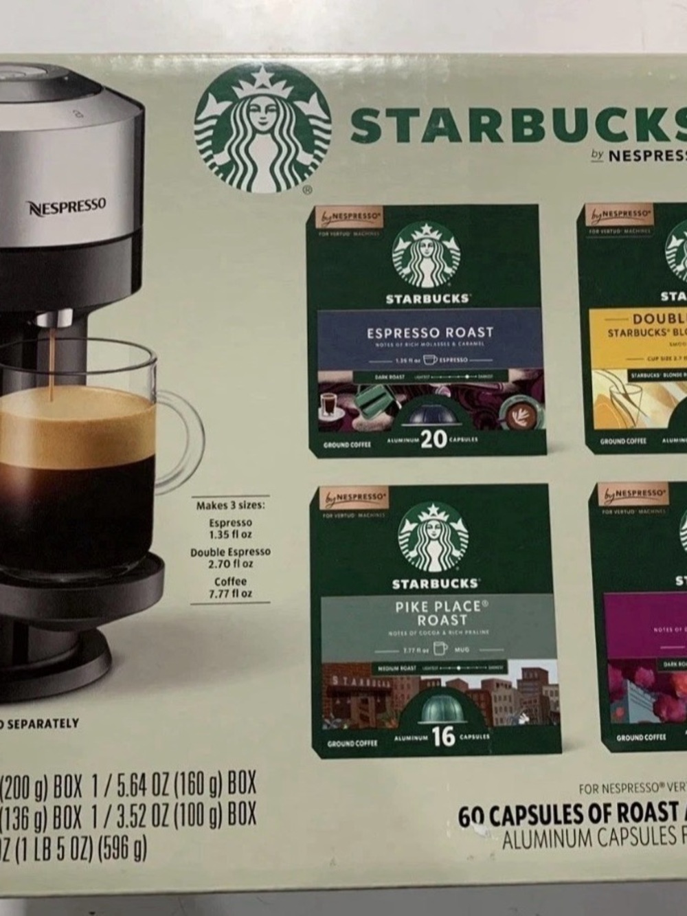 Starbucks Espresso Roast & Pike Place Roast Variety Capsules - 60 counts